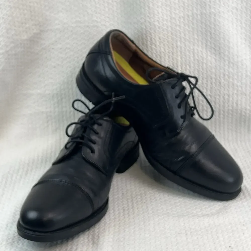 Florsheim Comfortech Black Leather Cap Toe Oxford Shoes Men’s US 8D